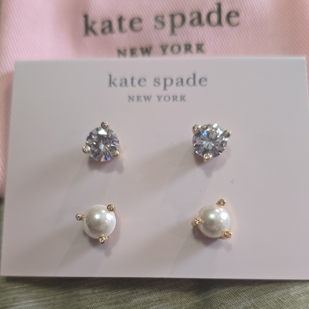 Kate Spade Crystal and Pearl Stud Earrings